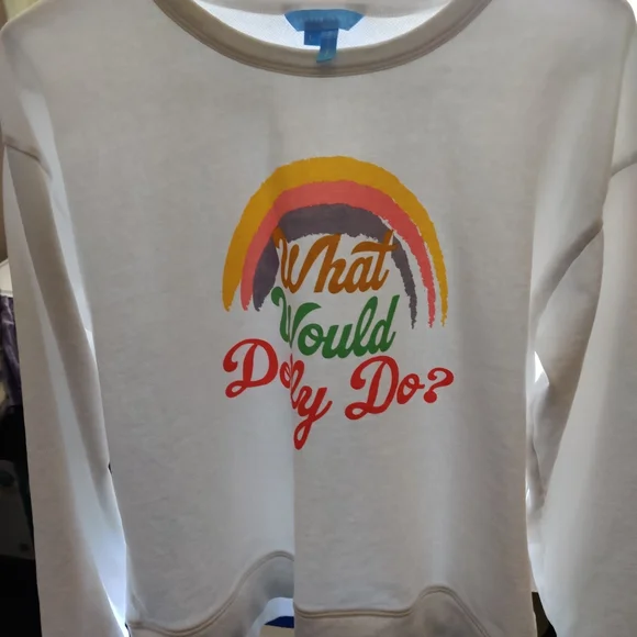 Draper James - What Would Dolly Do Rainbow Sweatshirt - Size L - Picture 2 of 6